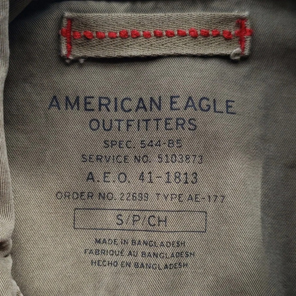 American Eagle Outfitters 100% Cotton Jacket Small Army Green Distressed Pockets - Picture 8 of 11